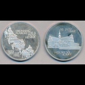 1992, Dronning Margrethe II og Prins Henriks slvbryllup 10. juni 1992. original ske,