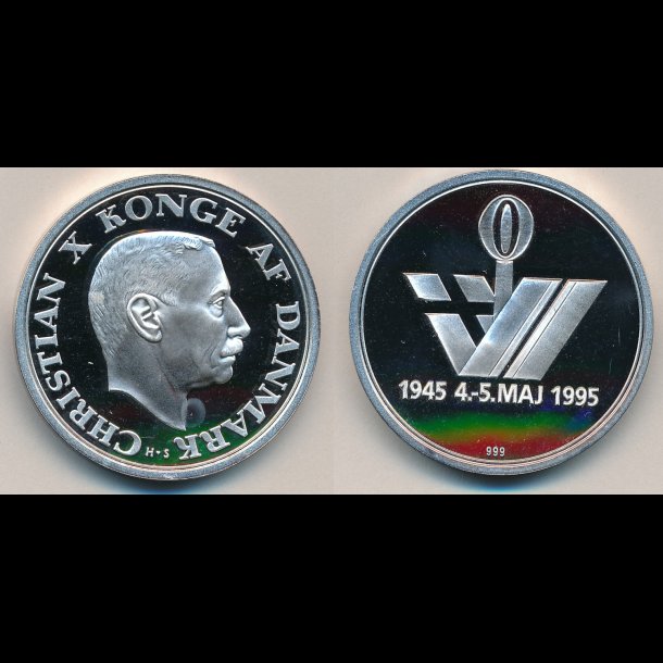 1945 - 1995, 4.-5. Maj, Minde medalje for befrielsen, slv, 1 oz,