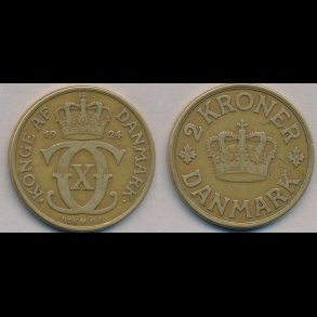 1924, Christian X, 2 kroner, 1,