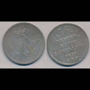 1831, Frederik VI, 16 rigsbank skilling, 1,