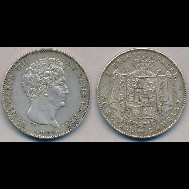 1848, VS, Christian VIII, 1 rigsbankdaler, 1++, H4A,