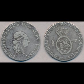 1787, Christian VII, 2/3 specie, 1+ / 1, H40A