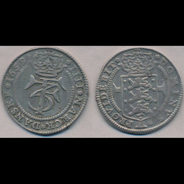 1659, Frederik III, 1 krone, 1+, H95A
