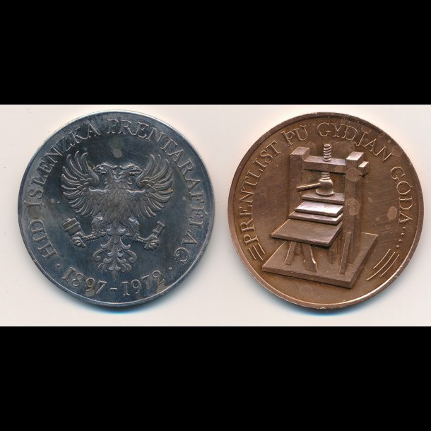 1897 - 1972, Island,  medaljest i slv og bronze til bogtrykkerfaget? 