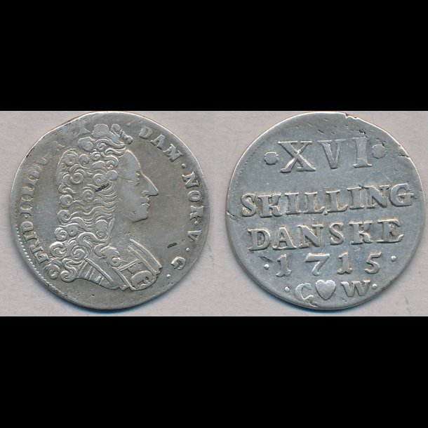 1715, Frederik IV, 16 skilling, 1+, H47