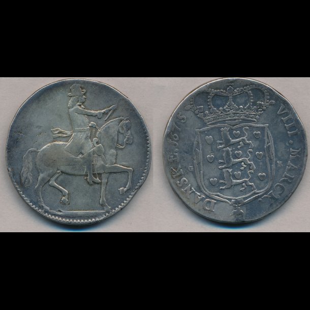 1675, Christian V, 2 krone, glat bund, 1, H72