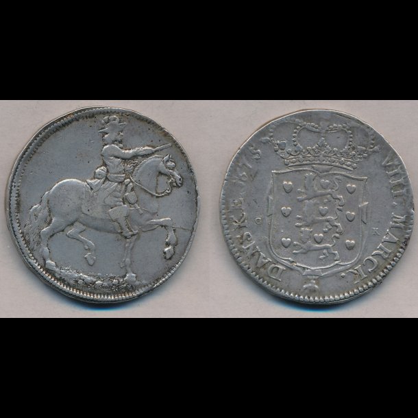 1675, Christian V, 2 krone, grsbund, 1+, H72, lbnr1