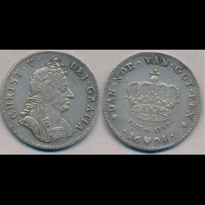 1694, Christian, 1 krone, 1++, H99A