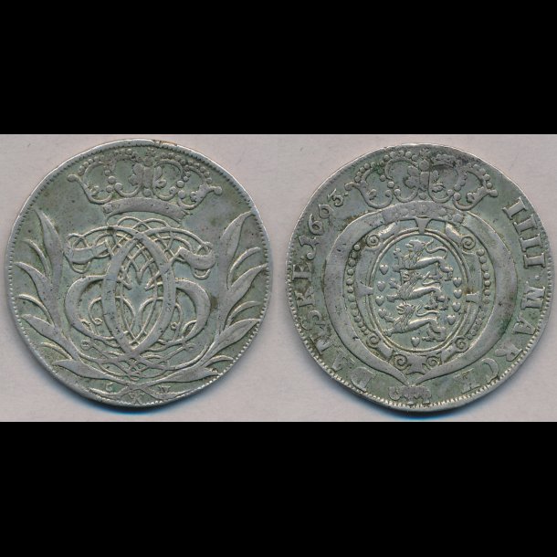 1693, Christian V, 1 krone, 1+, H125A