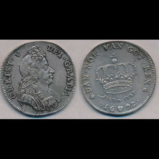 1693, Christian V, 1 krone, 01, H99A