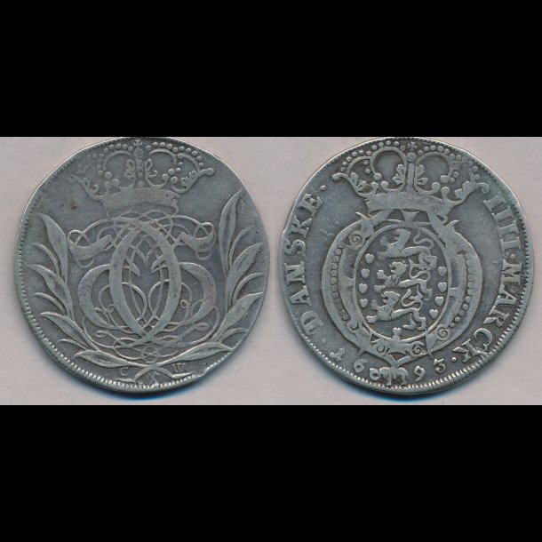 1693, Christian V, 1 krone, 1+, H125B