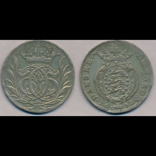 1693, Christian V, 1 krone, H125B