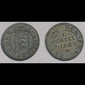 1676, Christian V, 1 skilling, 1+, H75A