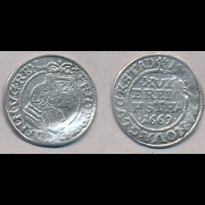 1669, Frederik III, 3 skilling lybsk, 1 (+), H152, S 151,2