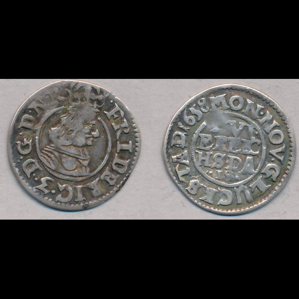 1658, Frederik III, 3 skilling lybsk, 1+, H149