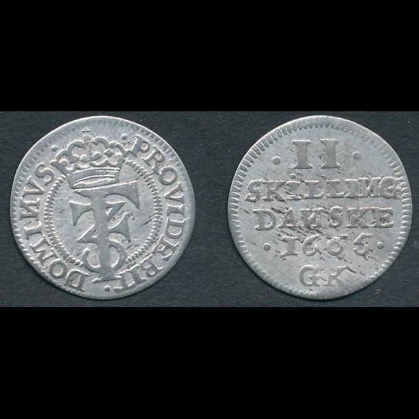 1665, Frederik III, 2 skilling, 1, H138A