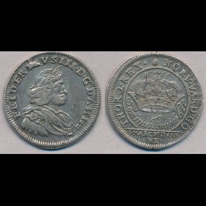 1666, Frederik III, 1 mark, 1++, H111, NEDSAT fra 3.400,-kr