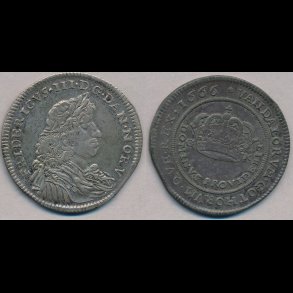 1666, Frederik III, 2 mark, 1+, H107A, S36.2