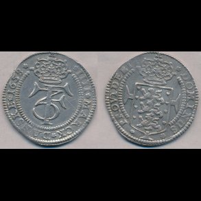 1658, Frederik III, 1 krone, 1+, H95A, NEDSAT fra 3.200,-kr