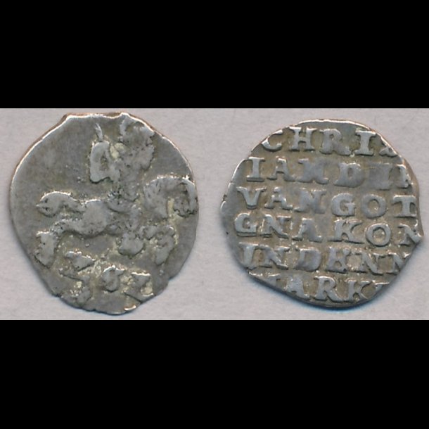 Uden r, Christian IV, 2 skilling lybsk, 1