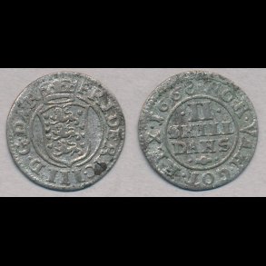 1668, Frederik III, II skilling, 1+, H140A