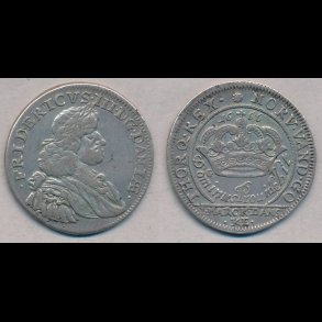 1666, Frederik III, 1 mark, GK, Kbenhavn, 1+, S27, H111,NEDSAT fra 2.900,-kr