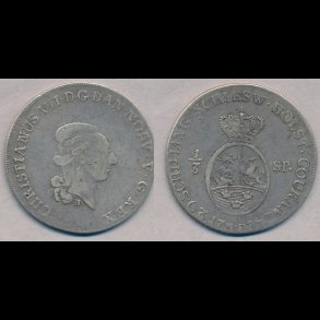 1787, Christian VII, 1/3 specie, 1+, S43.1, H41A