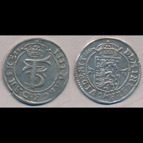 1660, Frederik III, 1 krone, 1+ / 1, S 153.1, H 153A