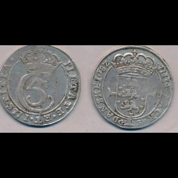 1682, Christian V, GS, 1 krone, 1+, S 39, H 67B
