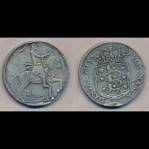 1675, Christian V, 2 krone, glat bund, 1, S 56.1, H 72