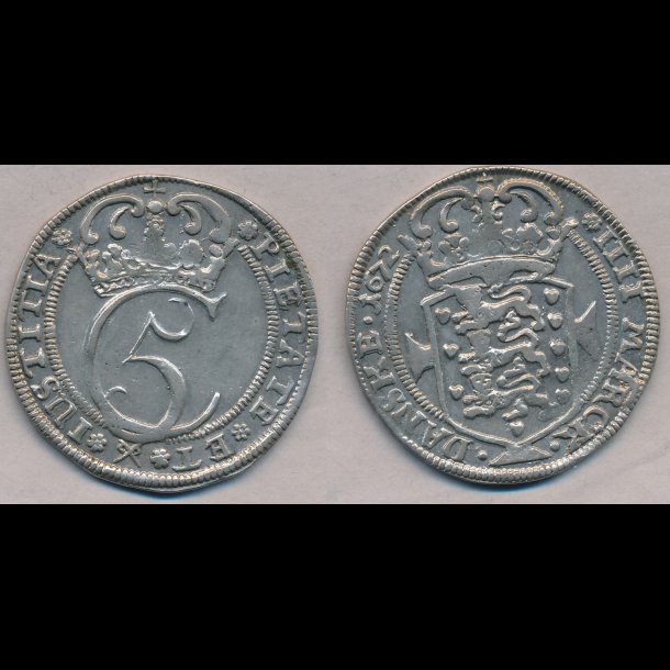 1672, Christian V, krone, Glckstadt, 01 / 1+, S 137, H 121