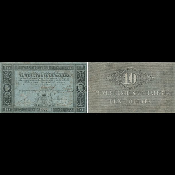 1849, Dansk Vestindien, Frederik VII, 10 daler, pengesedel, no. 6600, 01,  Sieg 17, Pick 4