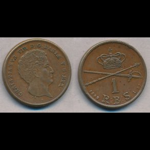 1842, FF, Christian VIII,  1 rigsbank skilling, 1+, S4.2, H11B