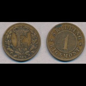 1863, Frederik VII, 1 skilling, 1+