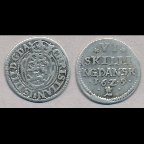 1629, Christian IV, 6 skilling, 1, H139B