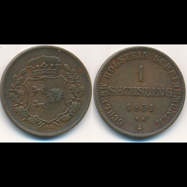 1851, Frederik VII, 1 Sechsling, 1+