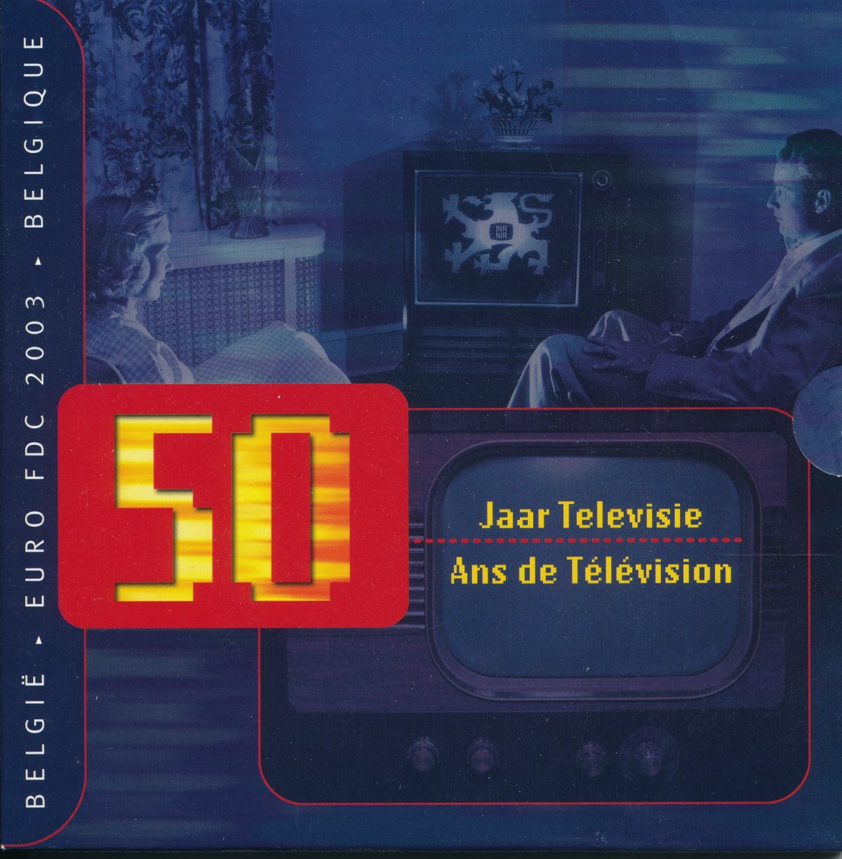 2003, Belgien, euro møntsæt, 50 Jaar Television Belgien samlerforum