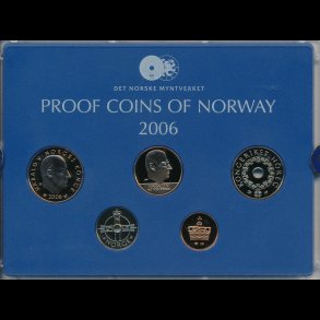2006, Norge, proof mnt st bestende af 50 re, 1, 5, 10 og 20 krone