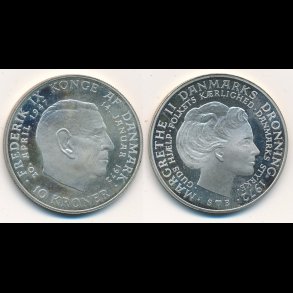 1972, 10 kroner, Tronskifte Frederik IX - Margrethe II, M