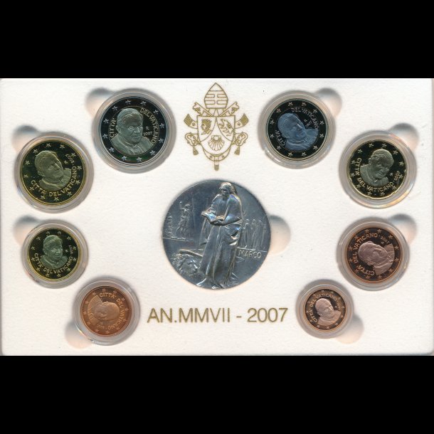 2007, Vatikanet, euro mntst, proof, original medflger,