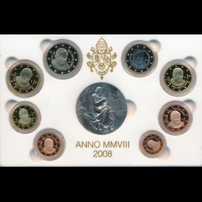 2008, Vatikanet, euromntst, proof, original ske medflger,