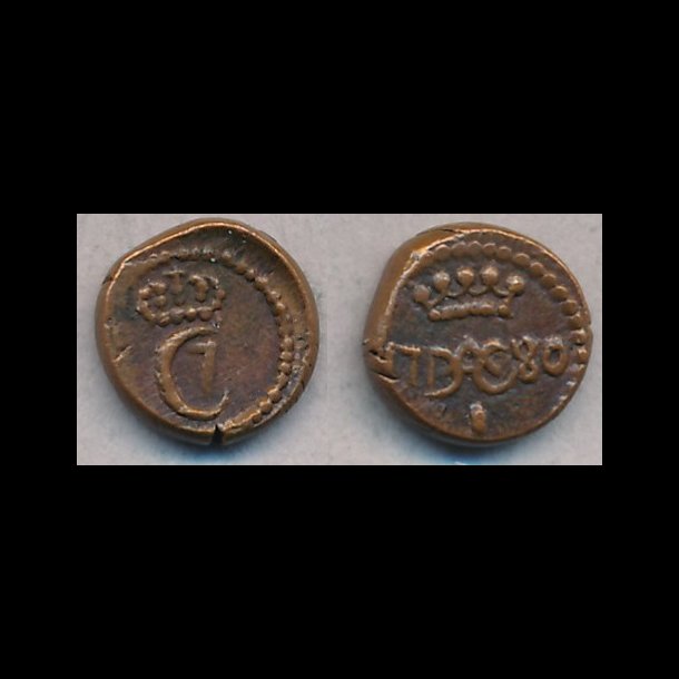 1780, Trankebar, Christian VII, 1 kas, kobber, 0 / 01, S76