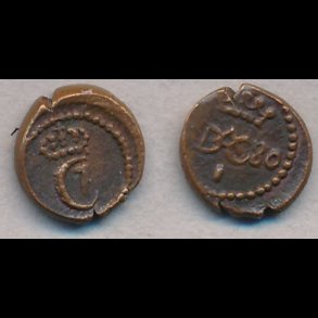 1780, Trankebar, Christian VII, 1 kas, kobber, 01