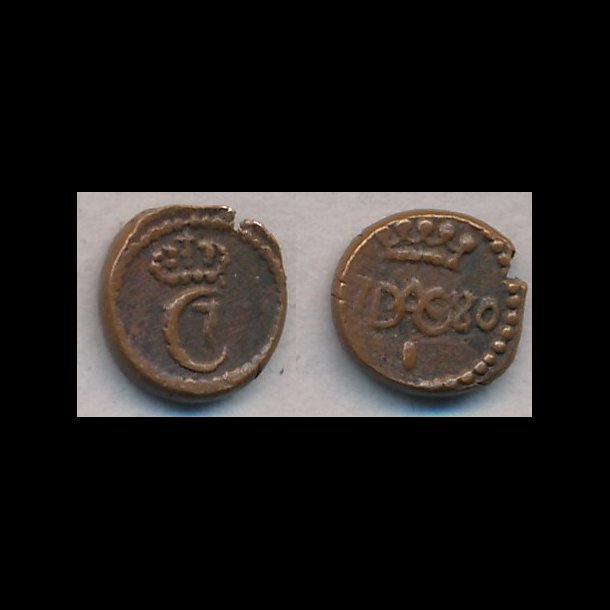 1780, Trankebar, Christian VII, 1 kas, kobber, 1+