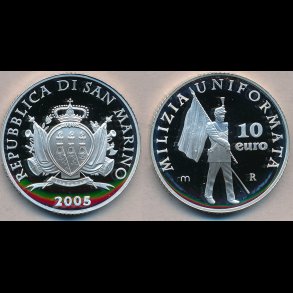 2005, San Marino, 10 euro, Milizia uniformata