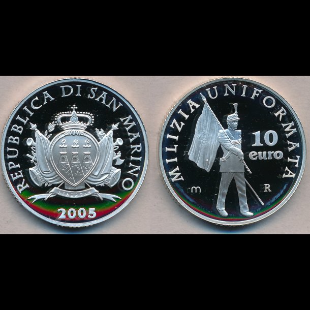 2005, San Marino, 10 euro, Milizia uniformata