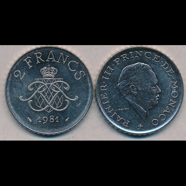 1981, Monaco, Rainier III, 2 francs