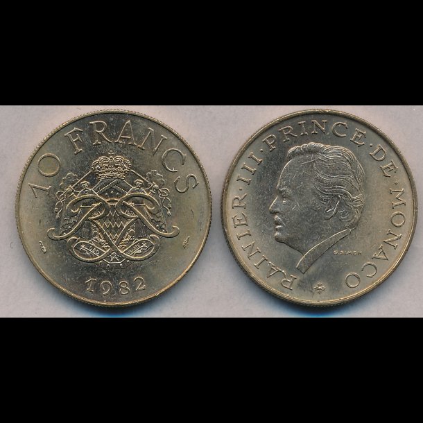 1982, Monaco, Rainier III, 10 francs