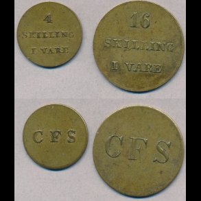 C.F. Siemsen, st bestende af 4 skilling i vare og 16 skilling i vare, 1+, NEDSAT fra 7.900,-kr,