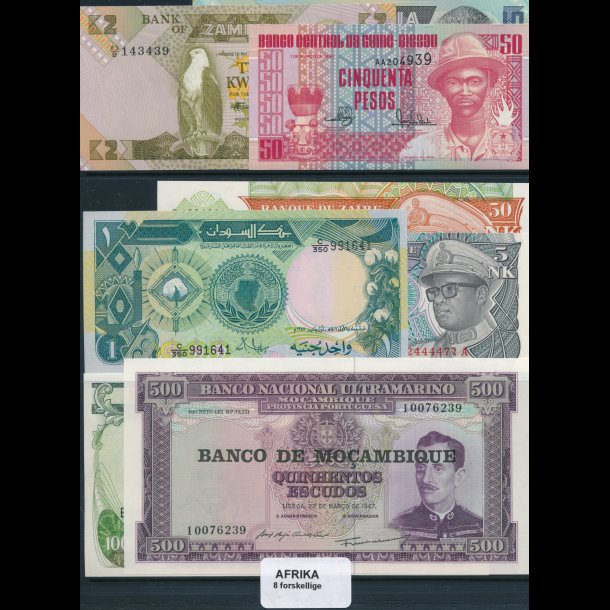 Afrika, 8 forskellige pengesedler,